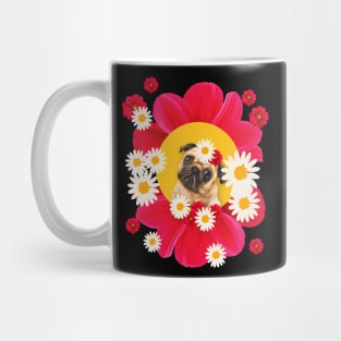pug in pink flowers Mug
